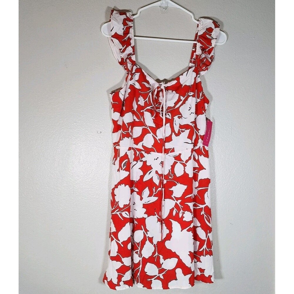 Xhilaration Red White Floral Ruffled Mini Dress Women's Size M